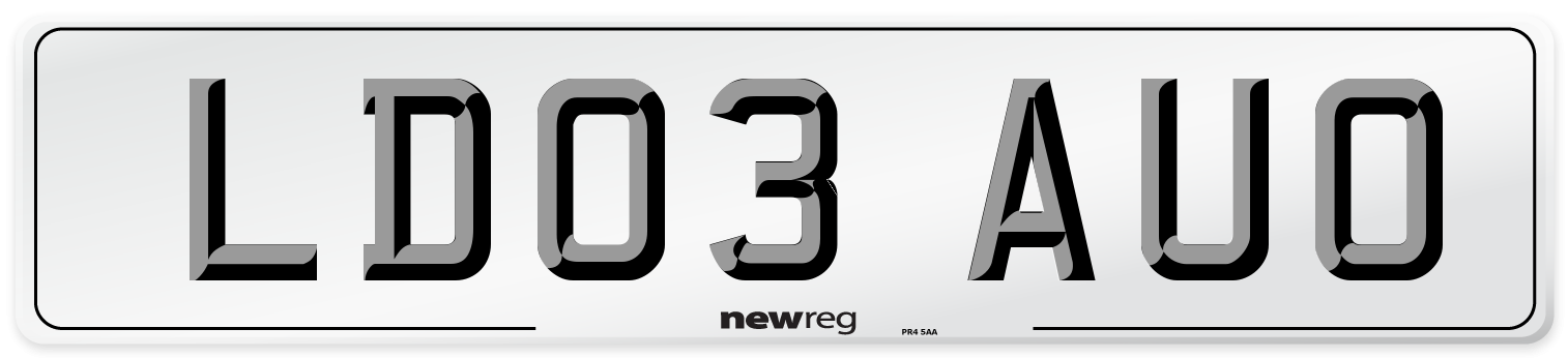 LD03 AUO Number Plate from New Reg